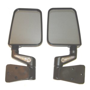 Jeep Wrangler TJ Door Mirror Kit - Rugged Ridge - Heated w/ LED Signals - Black - `97-`02